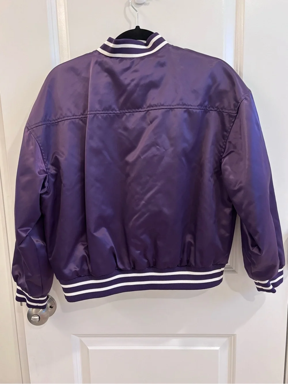 Old Navy Purple Varsity Jacket with White Striped Collar
